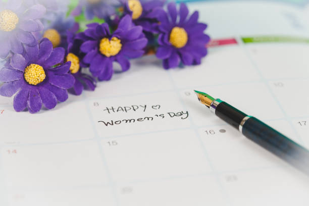 istock Happy women's day note on calendar book. 935300892