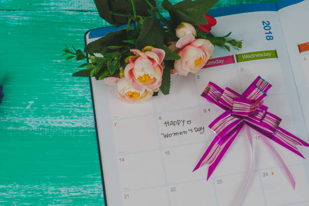 istock Happy women's day note on calendar book. 935300910