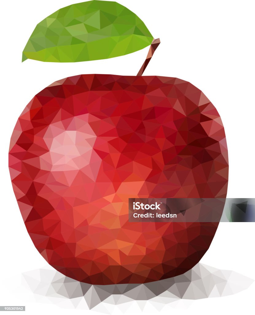 Rectangular Apple Vector Red Polygonal Apple Stock Illustration - Download Image Now ...