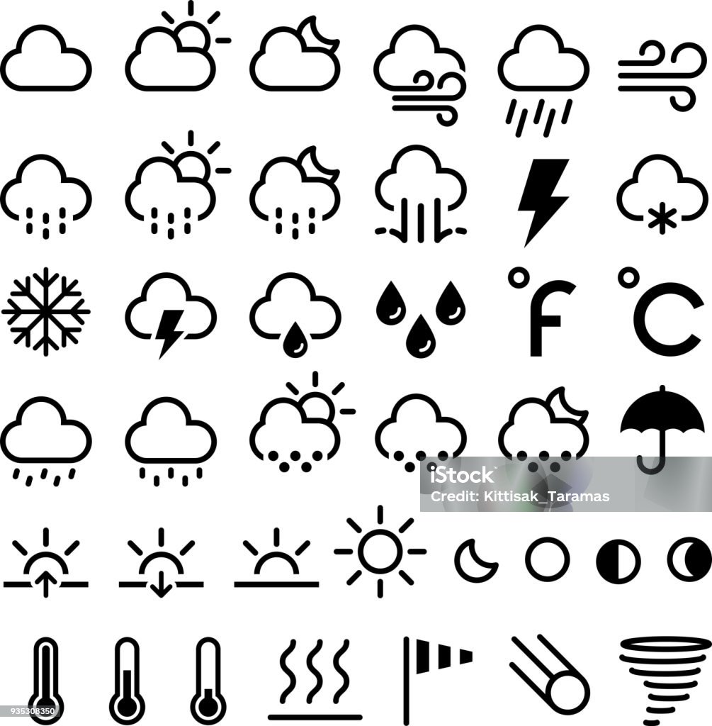 Weather forecast icons. Vector illustrations. Icon Symbol stock vector