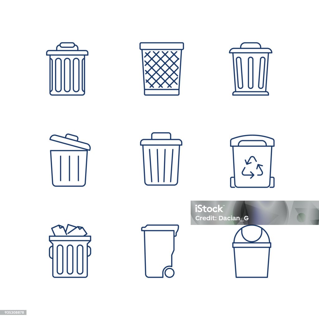 Waste Basket, Trash Can, Recycle Bin line icon vector set. Waste Basket, Trash Can, Recycle Bin line icon vector set. eps 10 Trash Icon stock vector