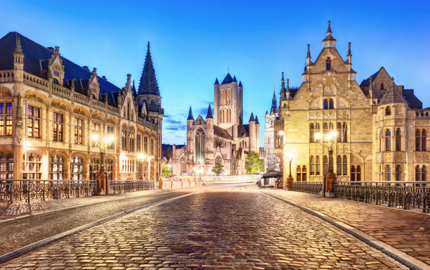 istock Ghent, Belgium during night, Gent old town 935311260