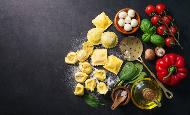 Homemade fresh Italian ravioli pasta