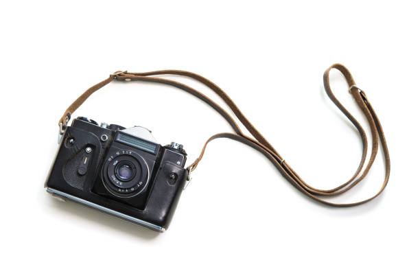 Vintage camera isolate on white background Vintage camera isolate on white background, top view camera photographic equipment stock pictures, royalty-free photos & images