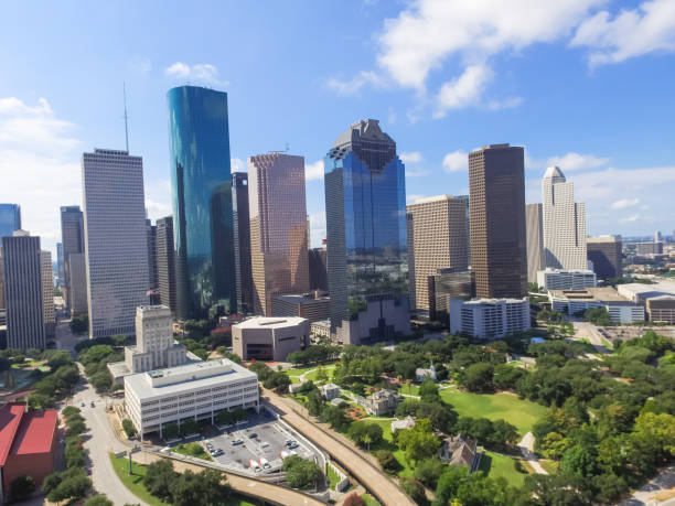 istock Aerial view Houston downtown and Gulf Freeway at daytime 935323852