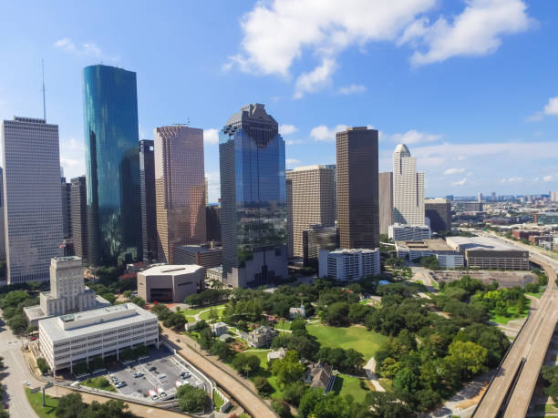 istock Aerial view Houston downtown and Gulf Freeway at daytime 935324172