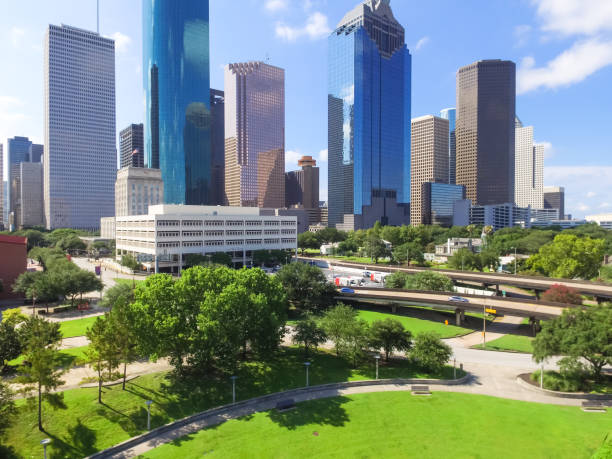 istock Aerial view Houston downtown and Gulf Freeway at daytime 935324246
