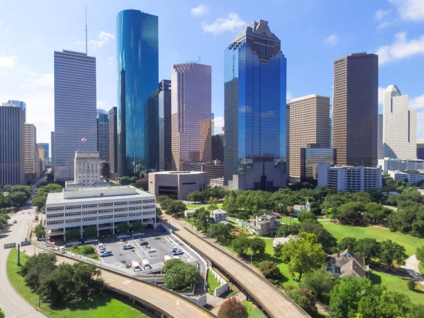 istock Aerial view Houston downtown and Gulf Freeway at daytime 935324342