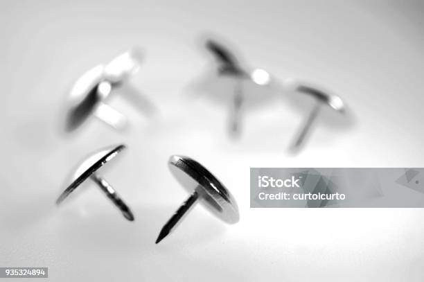 Thumbtack Black And White Stock Photo - Download Image Now - Head,  Thumbtack, Architectural Dome - iStock