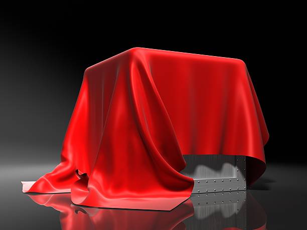 istock Metal box draped with red cloth, isolated on gray 93533218