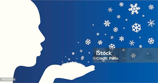 Ragazza Soffia Fuori Fiocchi Di Neve Dalla Mano - Immagini vettoriali stock e altre immagini di Acqua - Acqua, Adulto, Beautiful Woman