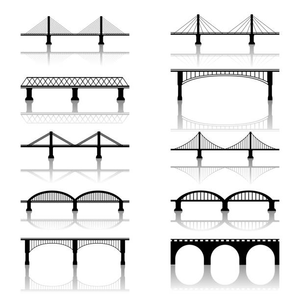 Bridge Icons Simple Bridge Vector Icons railway bridge stock illustrations