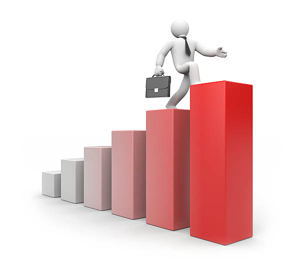 istock 3D business person walking up bars to success 93535541
