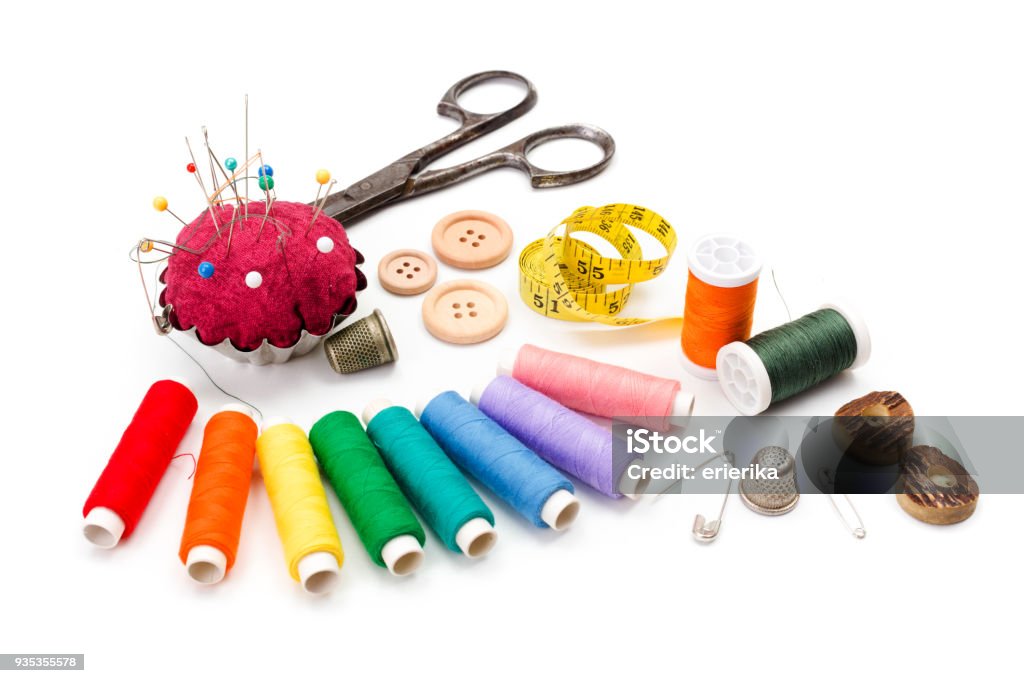 Colorful Sewing Accessories Stock Photo - Download Image Now - Sewing, Work  Tool, Thumbtack - iStock
