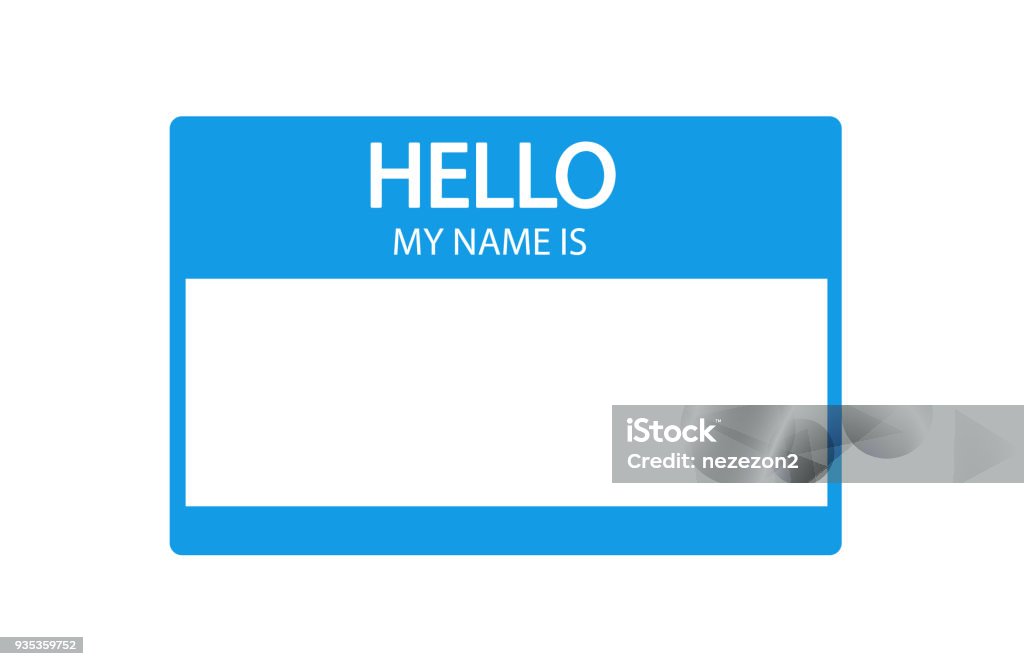 Hello, my name is introduction blue flat label Greeting stock vector