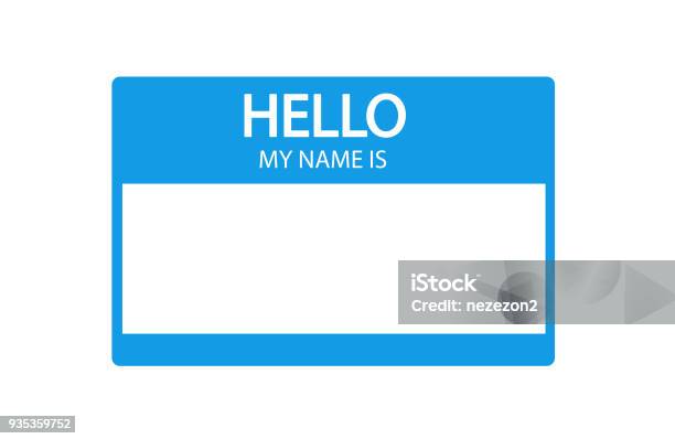 Hello My Name Is Introduction Blue Flat Label Stock Illustration - Download Image Now - Greeting, Name Tag, Identity