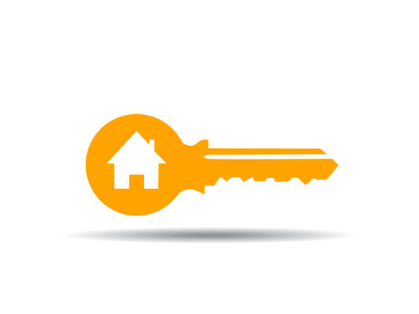 vector illustration of key with house vector illustration of key with house key stock illustrations