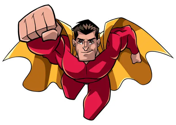 Vector illustration of Superhero Coming At You