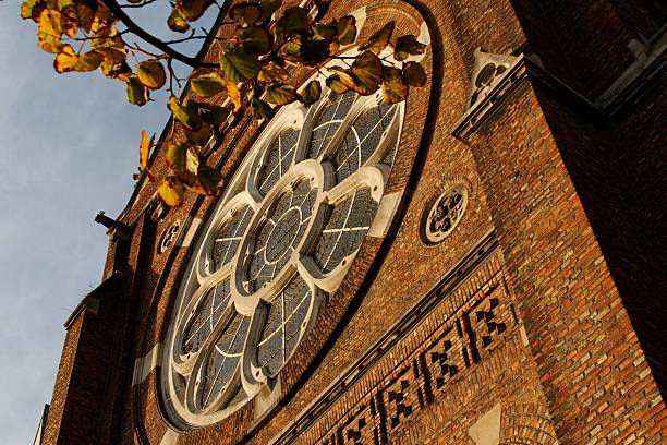 Sunny church window stock photo