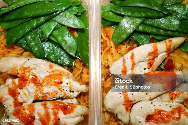 Chicken With Sweet Chilli Sauce And Mange Tout Meal Preparation Stock Photo - Download Image Now