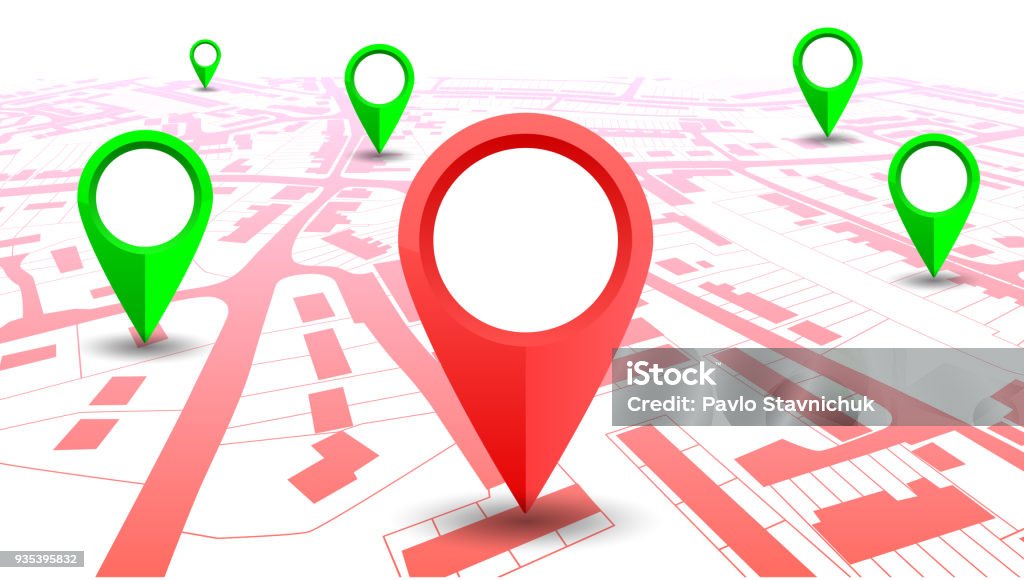 Waypointer Graphic Map Gps Navigator Pointer On City Map Vector For Stock Stock Illustration ...