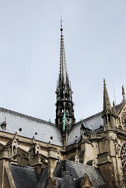 Church Spire with Cross in Paris stock photo