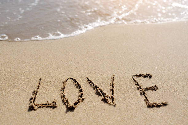 istock love word written on the sand beach 935401254