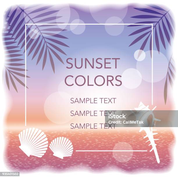 Vector Sunset Background Frame Stock Illustration - Download Image Now ...