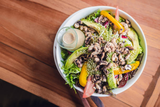 istock Overhead green poke bowl salad 935404308