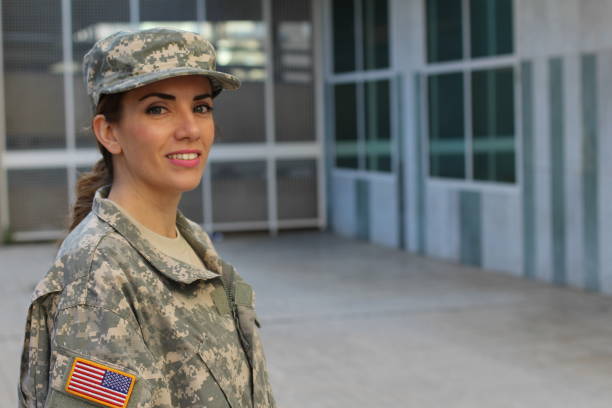 istock Military female smiling with copy space 935405010