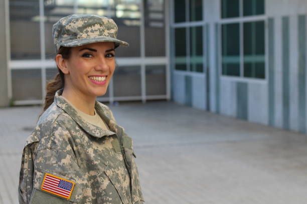 istock Military female smiling with copy space 935405212