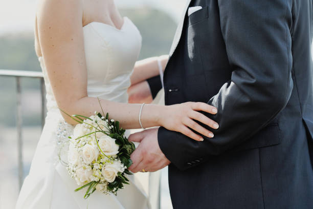 istock Bride and groom in romantic moment in wedding day 935405984