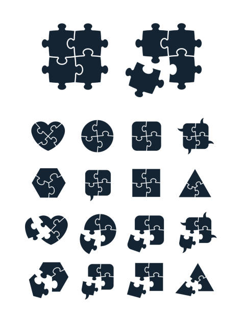 ilustrações de stock, clip art, desenhos animados e ícones de jigsaw puzzle icons collection - incomplete puzzle jigsaw puzzle part of