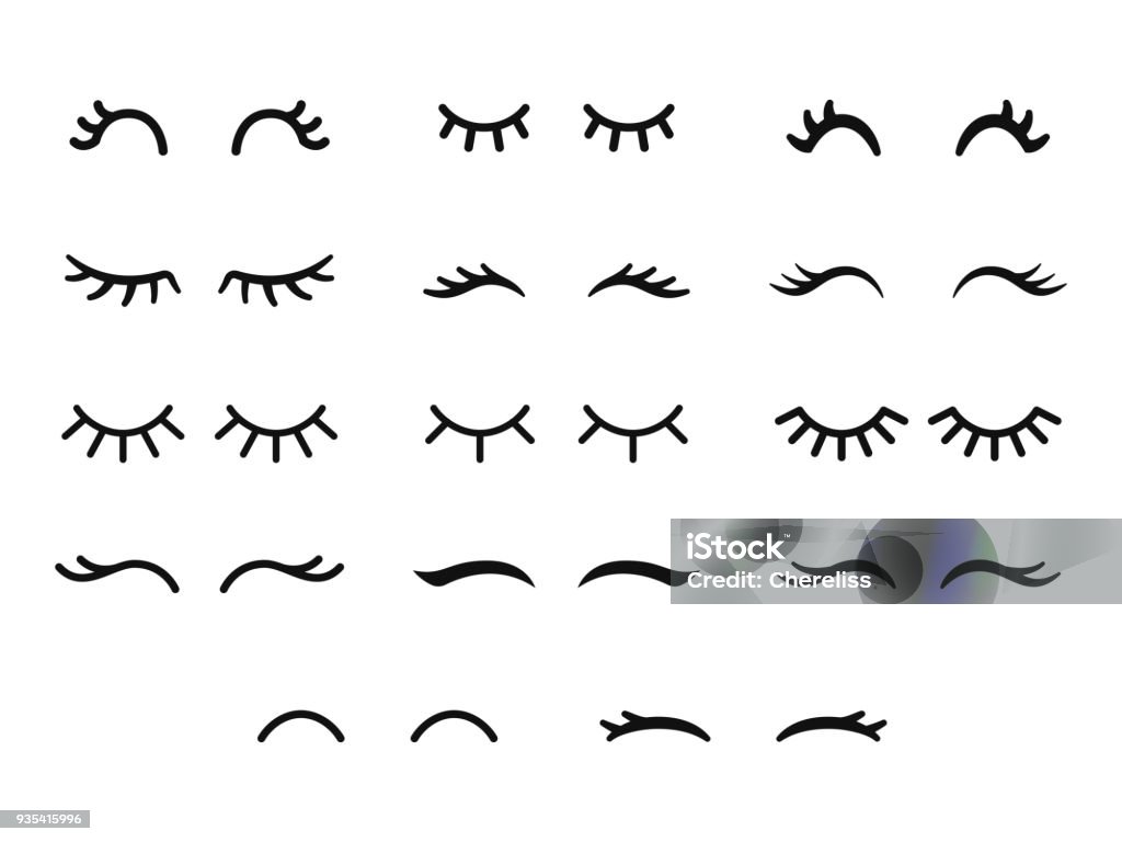 Vector unicorn eyelashes. Cartoon animal eyes. Closed woman eyes. Icon set. Vector unicorn eyelashes. Cartoon animal eyes. Closed woman eyes. Icon set. Cute design Eyelash stock vector