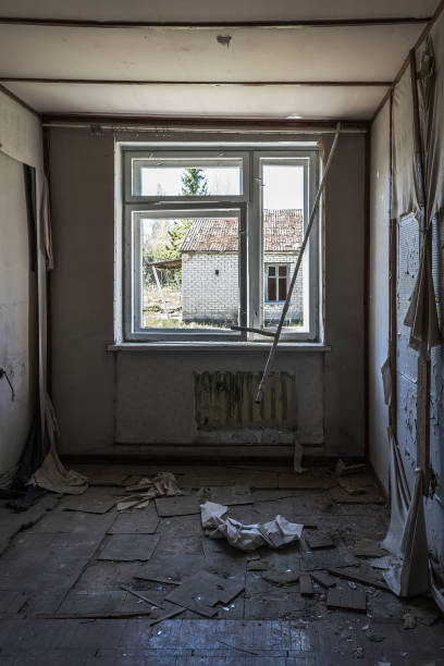 istock Ruined old room in the abandoned soviet building 935416772