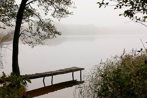 Lake in the Fog . stock photo