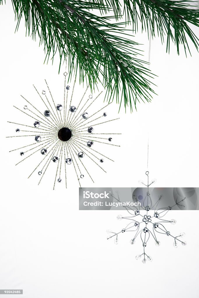 Zwei Silver Weihnachtssterne - Lizenzfrei Weihnachtsbaum Stock-Foto