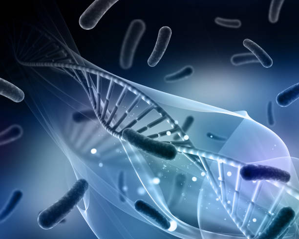 istock 3D medical background with virus cells and DNA strand 935428678