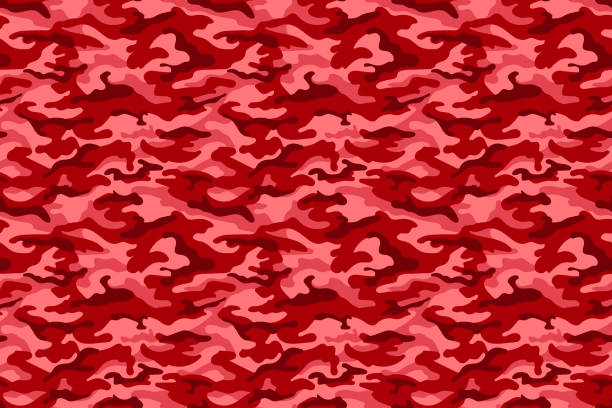 Red camouflage texture. Vector Red monochrome camouflage horizontal texture. Vector illustration red camouflage pattern stock illustrations