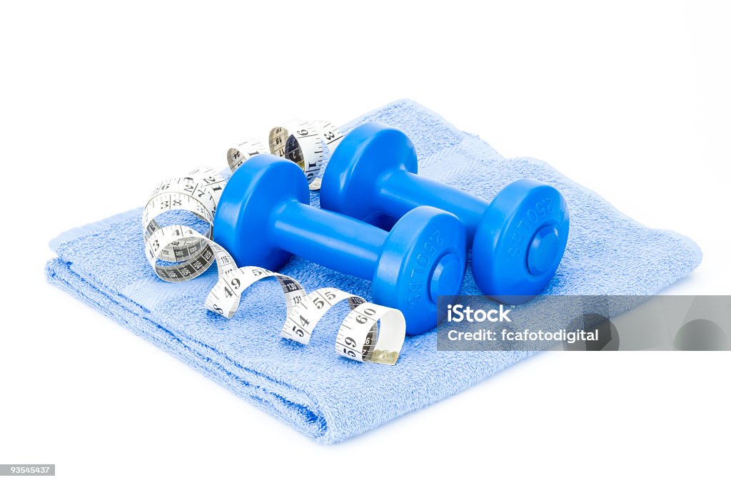 Dumbbels e Metro a nastro - Foto stock royalty-free di Allenamento per la forza