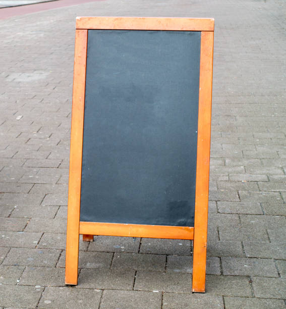Empty a-frame sign for chalk messages on the Sidewalk