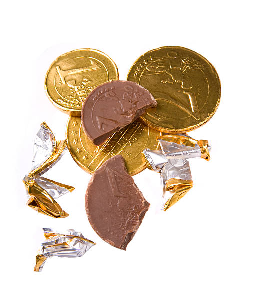 nibbled Schokoladenmünzen – Foto