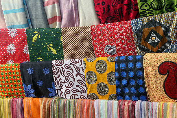 Colorful African Fabrics stock photo