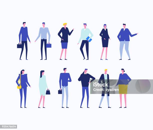 Office Workers Flat Design Style Set Of Isolated Characters Stock Illustration - Download Image Now