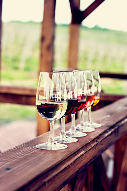 istock Glasses with wine. Red, pink, white wine in glasses. 935476882