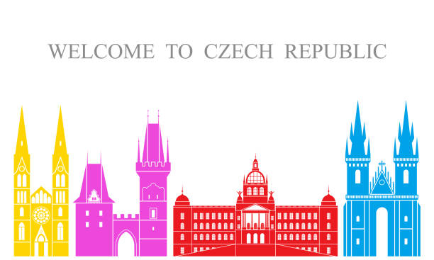 Abstract architecture. Isolated Czech Republic architecture on white background EPS 10. Vector illustration wenceslas square illustrations stock illustrations