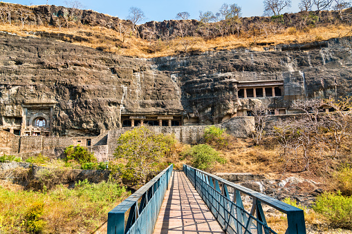 Bridge above the Waghur River at the Ajanta Caves. Maharashtra State of India