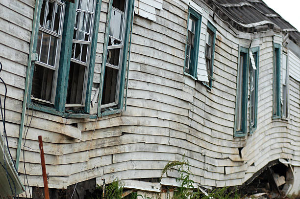 Enchente danificado casa, Nova Orleans - fotografia de stock