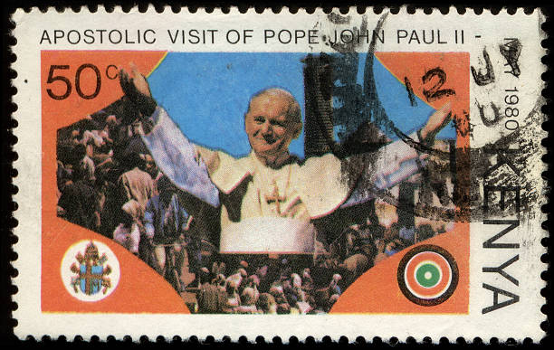 Kenya postage stamp: visit of Pope John Paul II stock photo