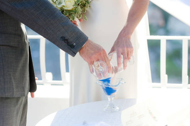 istock Bride and groom close up during sand ceremony in wedding day 935505922